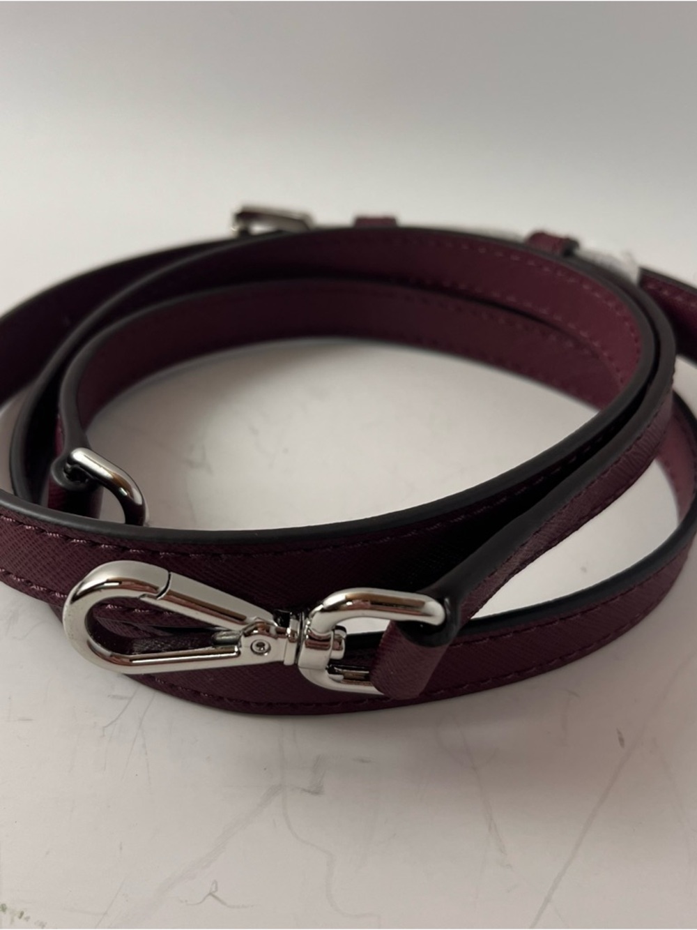 Michael Kors Burgundy Maroon  Leather Crossbody Strap with Silver Hardware